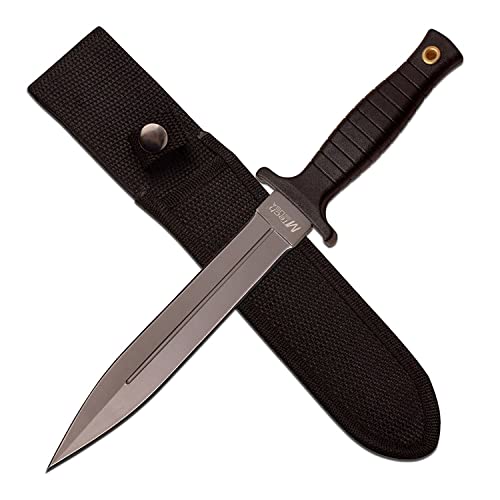 MTECH USA Fixed Blade Knife, TiNite Coated Stainless Steel Blade with Black ABS Handle, Includes Black Nylon Sheath - Hunting, Camping, Survival, Tactical, EDC (Grey)